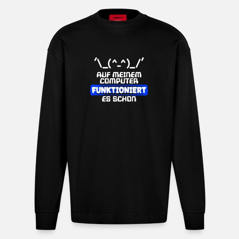 Computer Developer Software Developer Statement - Heavyweight Oversized Organic Longsleeve Shirt Made in EU - SOLID BLACK