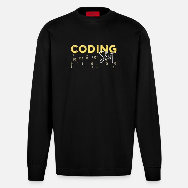 Coden Statement Developer Programmer Scripting - Heavyweight Oversized Organic Longsleeve Shirt Made in EU - SOLID BLACK