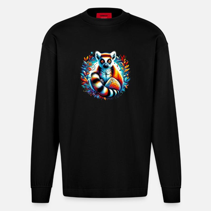 Lemur - Heavyweight Oversized Organic Langarmshirt Made in EU - SOLID BLACK