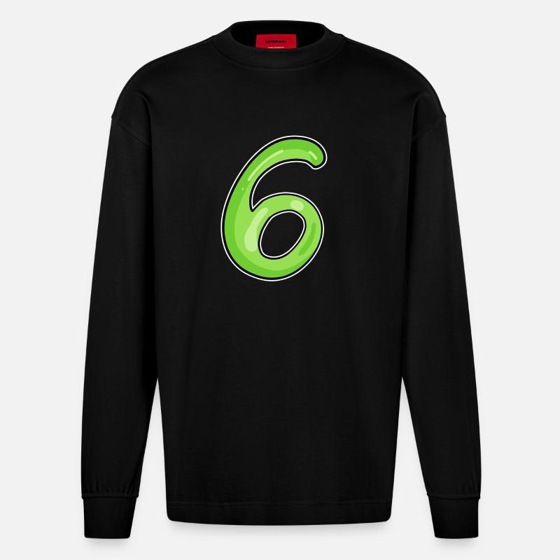 6 vert - Manches longues bio épais oversize fabriqué en UE - SOLID BLACK