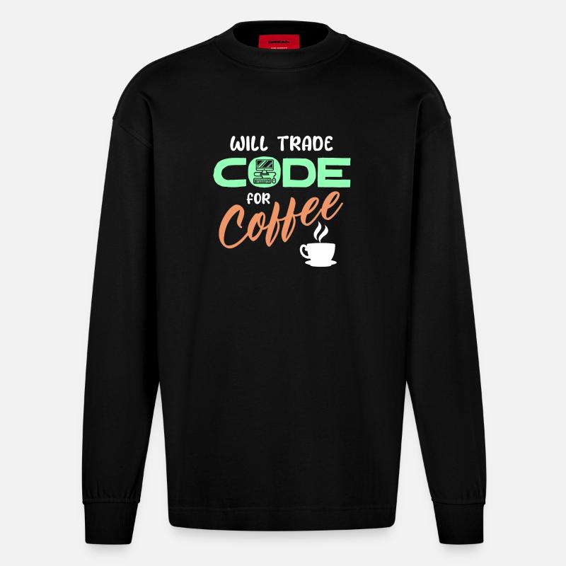 Programmer Developer Code Statement Computer - Heavyweight Oversized Organic Longsleeve Shirt Made in EU - SOLID BLACK