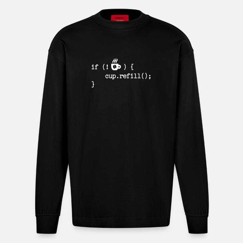Debug Programmierer Coden Developer Computerfreak - Heavyweight Oversized Organic Langarmshirt Made in EU - SOLID BLACK