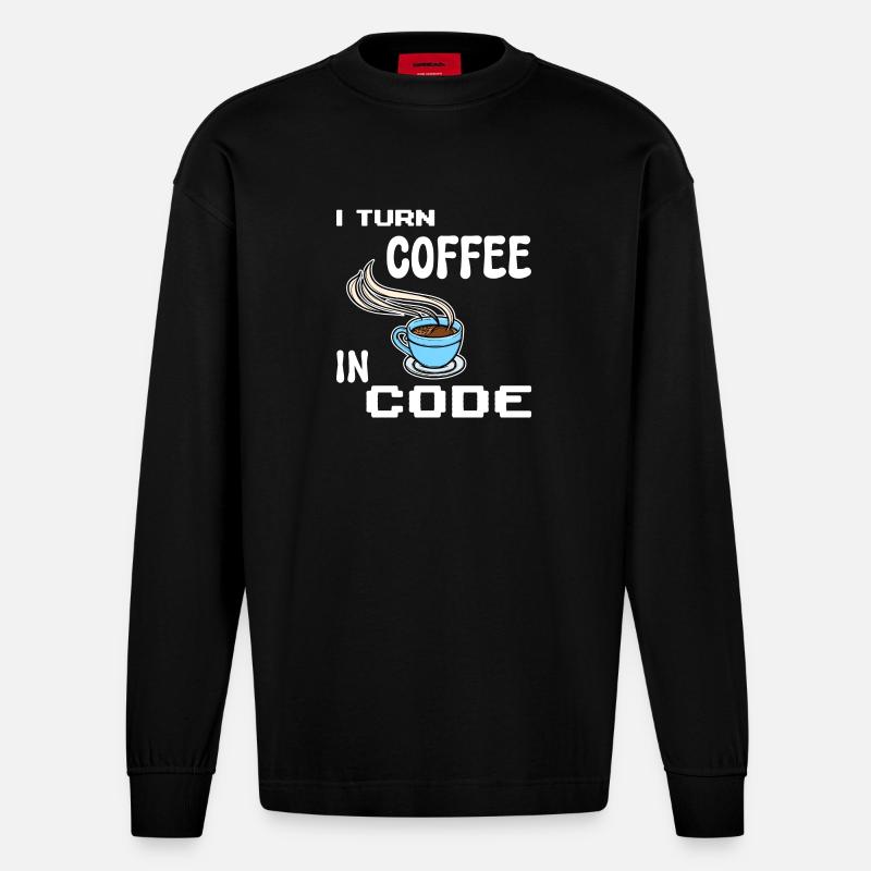 Développeur Computergeek Programmeur d’instructions - Manches longues bio épais oversize fabriqué en UE - SOLID BLACK