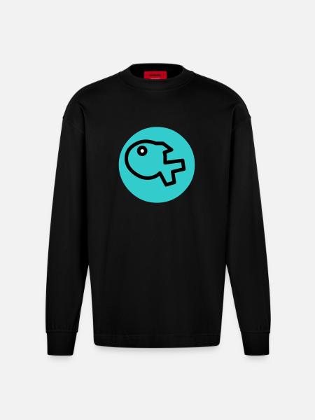 little fish - Heavyweight Oversized Organic Longsleeve Shirt Made in EU - SOLID BLACK