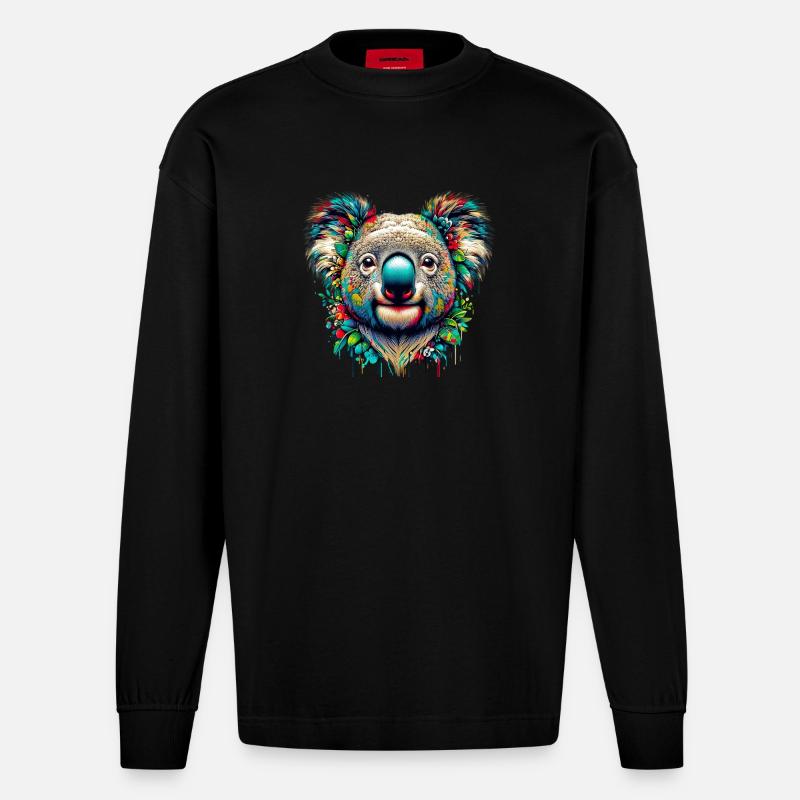Koala - Manches longues bio épais oversize fabriqué en UE - SOLID BLACK