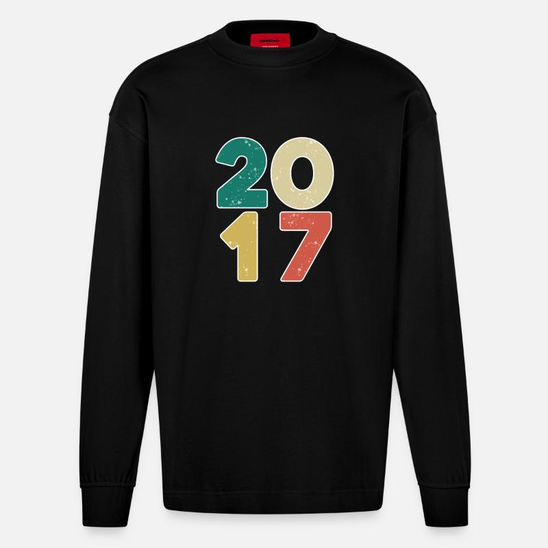 2017 - Année 2017 - Année 2017 - Manches longues bio épais oversize fabriqué en UE - SOLID BLACK