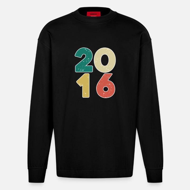 2016 - Année 2016 - Année 2016 - Manches longues bio épais oversize fabriqué en UE - SOLID BLACK