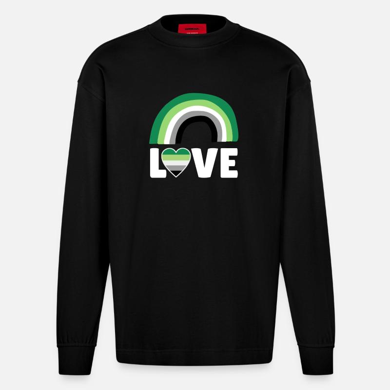 Aromantik, Aromatisch, Bogen - Heavyweight Oversized Organic Langarmshirt Made in EU - SOLID BLACK