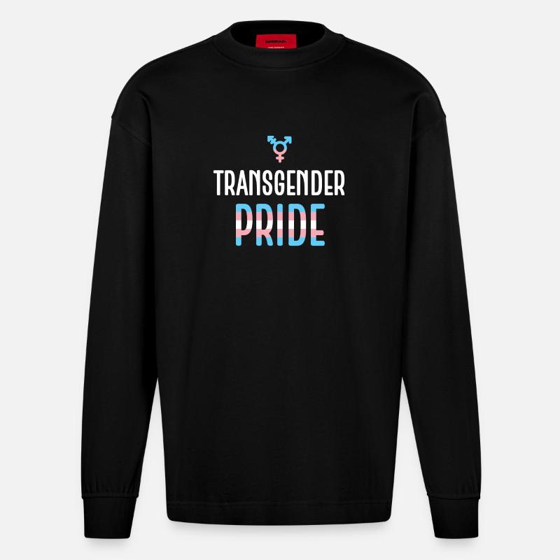 LGBTQ Pride Monat - Transgender Pride - Heavyweight Oversized Organic Langarmshirt Made in EU - SOLID BLACK