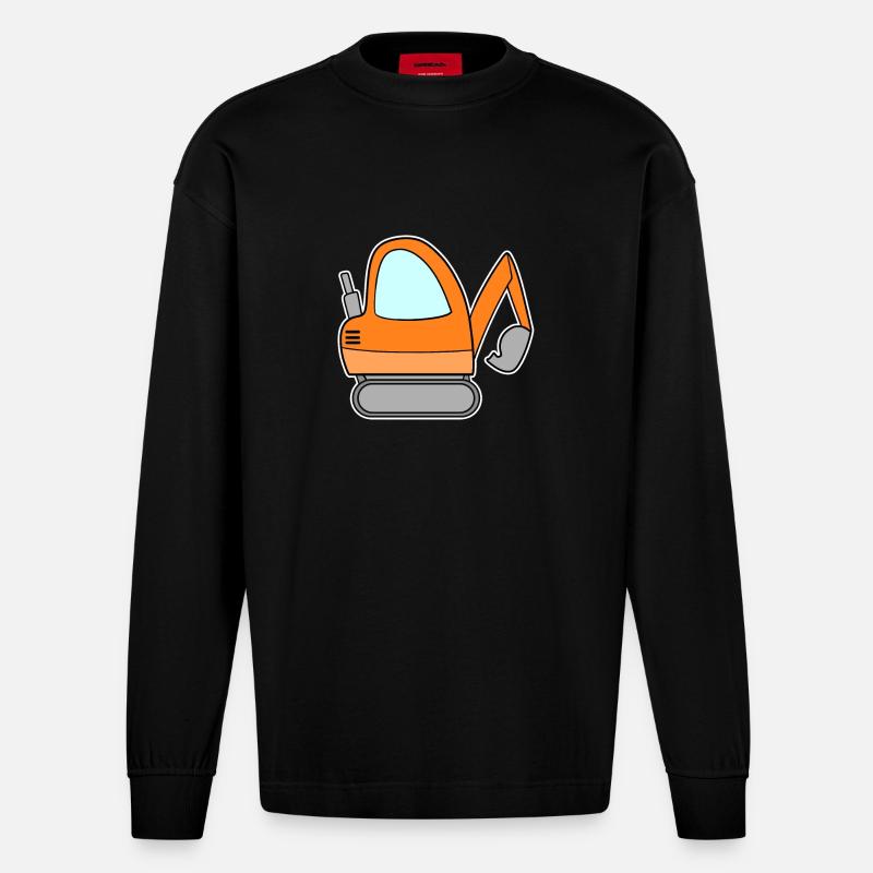 Bagger Baustelle Baggerfahrer - Heavyweight Oversized Organic Langarmshirt Made in EU - SOLID BLACK