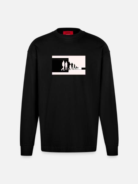Silhouettes in transition - Heavyweight Oversized Organic Longsleeve Shirt Made in EU - SOLID BLACK