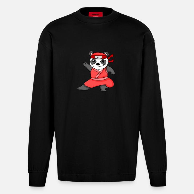 Ninja Panda - Manches longues bio épais oversize fabriqué en UE - SOLID BLACK