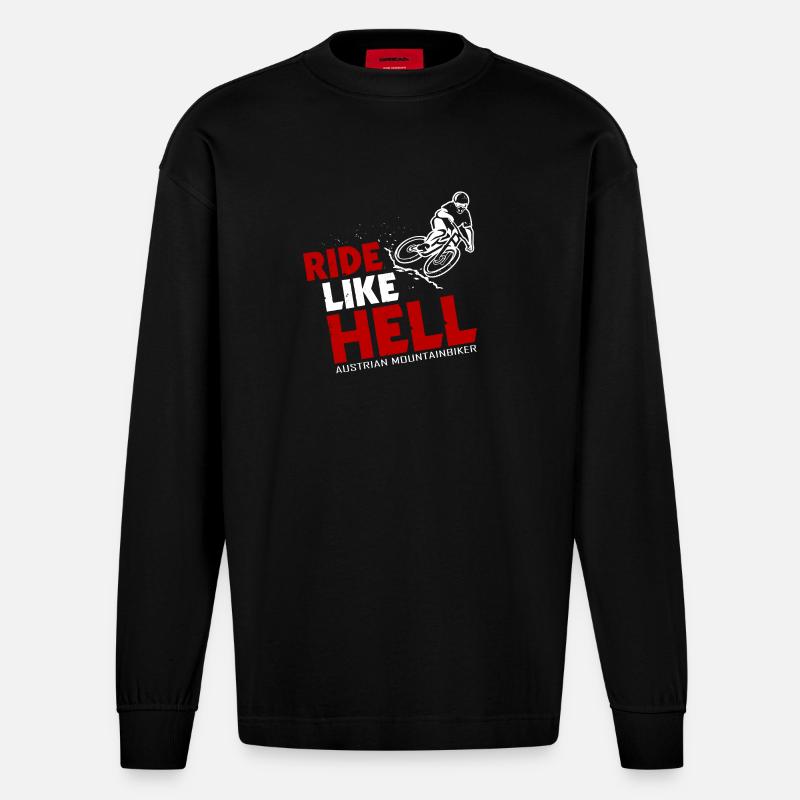 AUSTRIAN MOUNTAINBIKER Downhill - Heavyweight Oversized Organic Langarmshirt Made in EU - SOLID BLACK