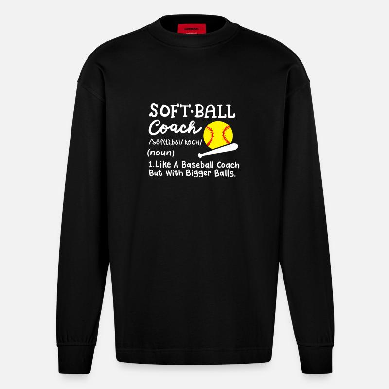Softball Trainer - Heavyweight Oversized Organic Langarmshirt Made in EU - SOLID BLACK