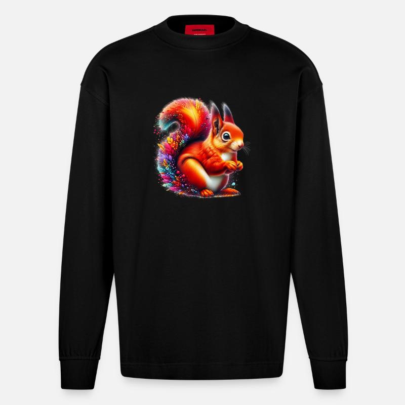 Eichhörnchen - Heavyweight Oversized Organic Langarmshirt Made in EU - SOLID BLACK