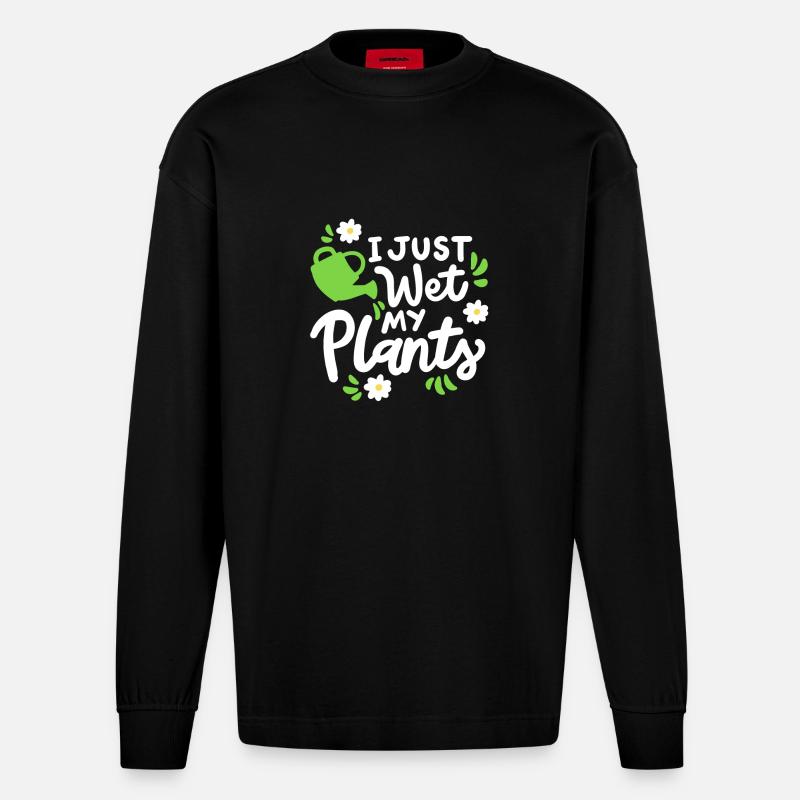 Garten Gartenarbeit - Heavyweight Oversized Organic Langarmshirt Made in EU - SOLID BLACK