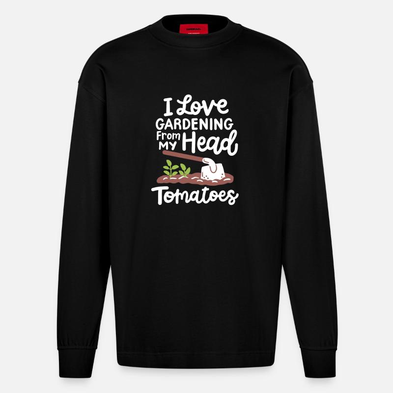 Garten Gartenarbeit - Heavyweight Oversized Organic Langarmshirt Made in EU - SOLID BLACK