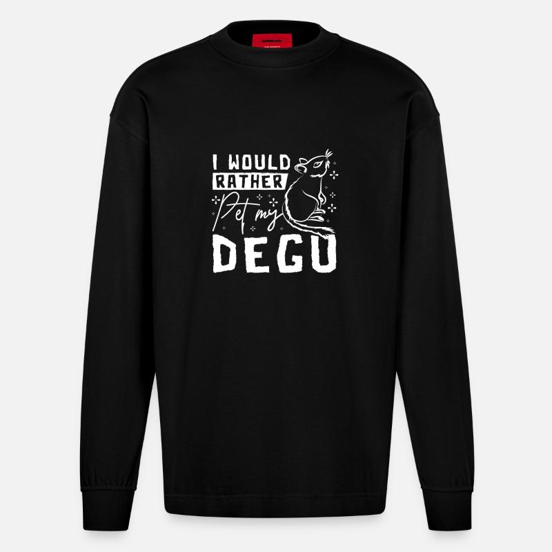 Je préfère caresser mon octodon - Manches longues bio épais oversize fabriqué en UE - SOLID BLACK
