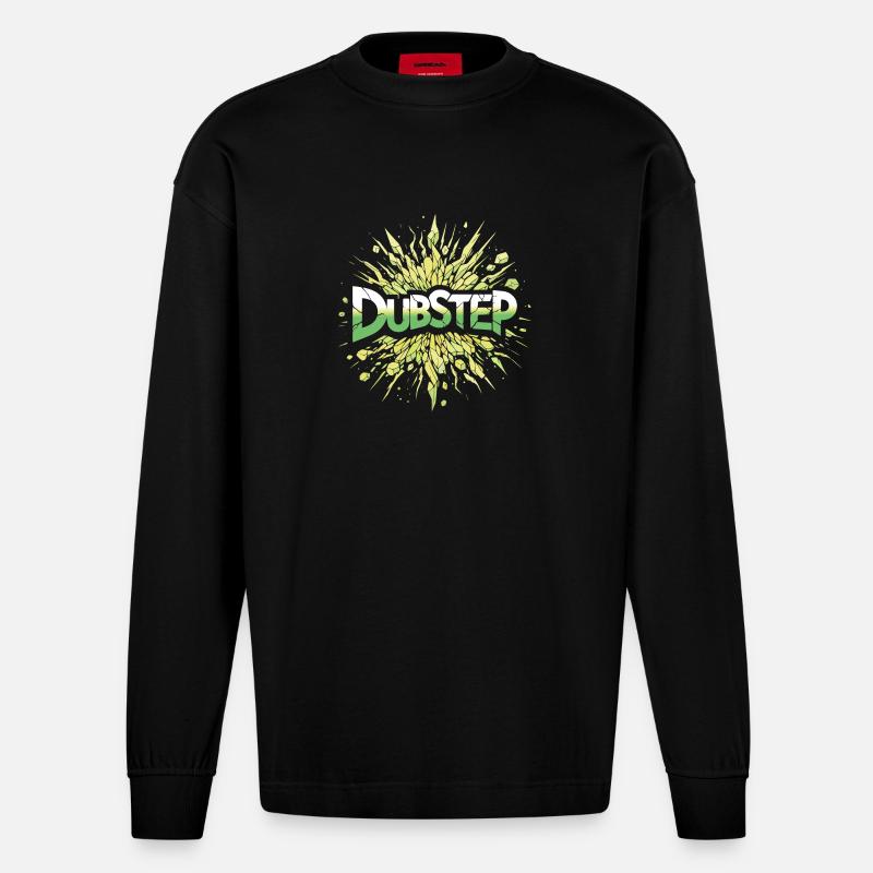 dubstep explosion - Manches longues bio épais oversize fabriqué en UE - SOLID BLACK