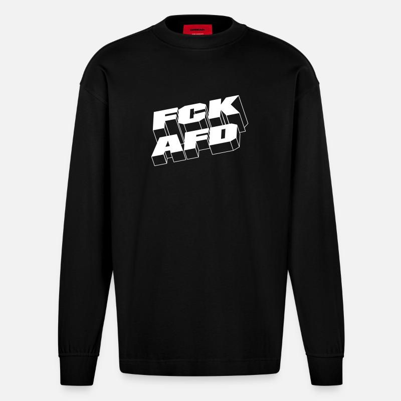 FCKAFD - Heavyweight Oversized Organic Langarmshirt Made in EU - SOLID BLACK