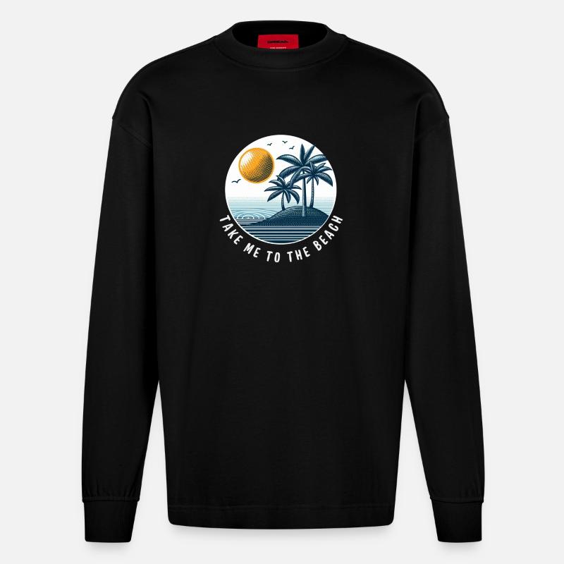 Emmenez-moi à la plage - Manches longues bio épais oversize fabriqué en UE - SOLID BLACK