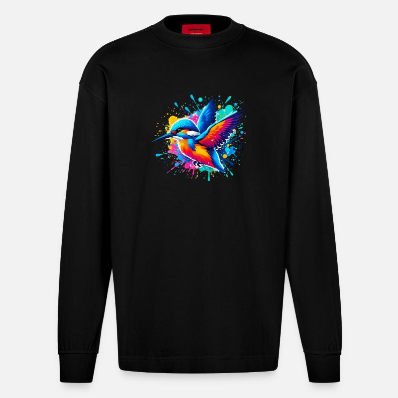 Eisvogel - Heavyweight Oversized Organic Langarmshirt Made in EU - SOLID BLACK