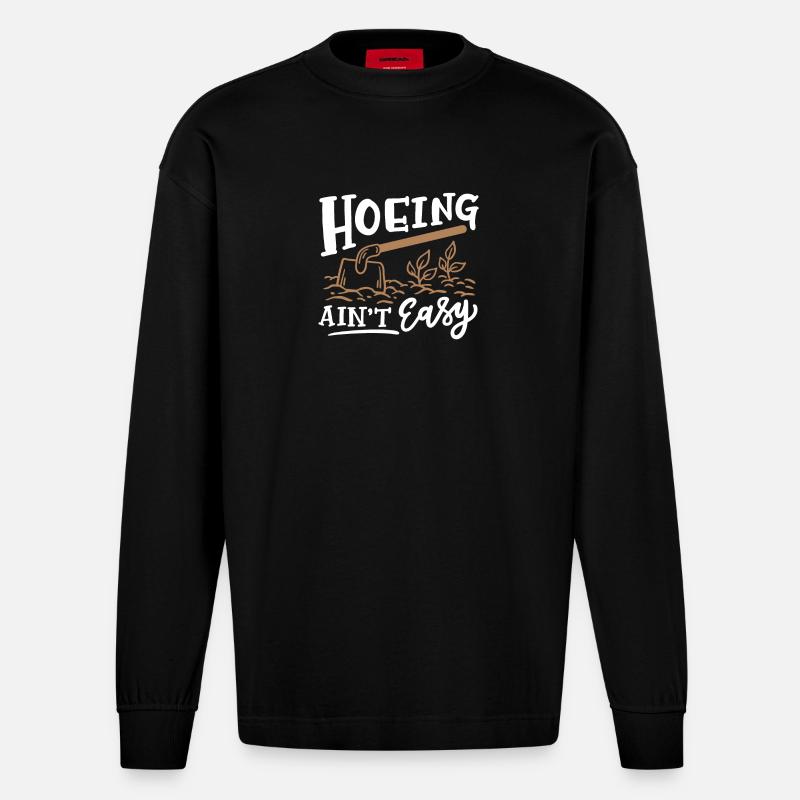 Hacken Gartenarbeit - Heavyweight Oversized Organic Langarmshirt Made in EU - SOLID BLACK