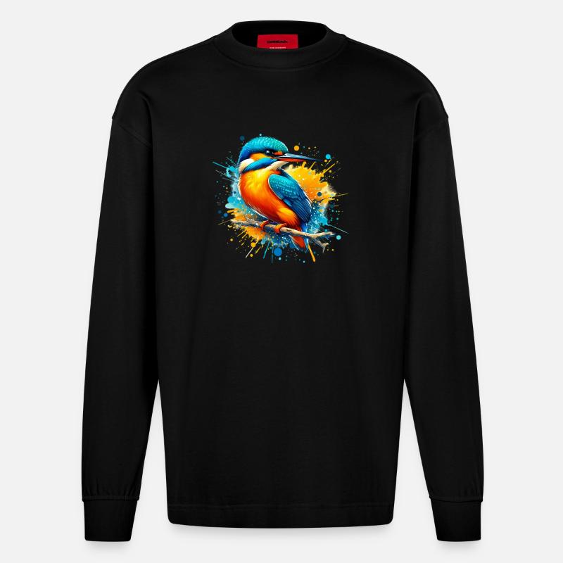 Eisvogel - Heavyweight Oversized Organic Langarmshirt Made in EU - SOLID BLACK