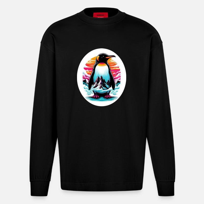 Pinguin - Heavyweight Oversized Organic Langarmshirt Made in EU - SOLID BLACK