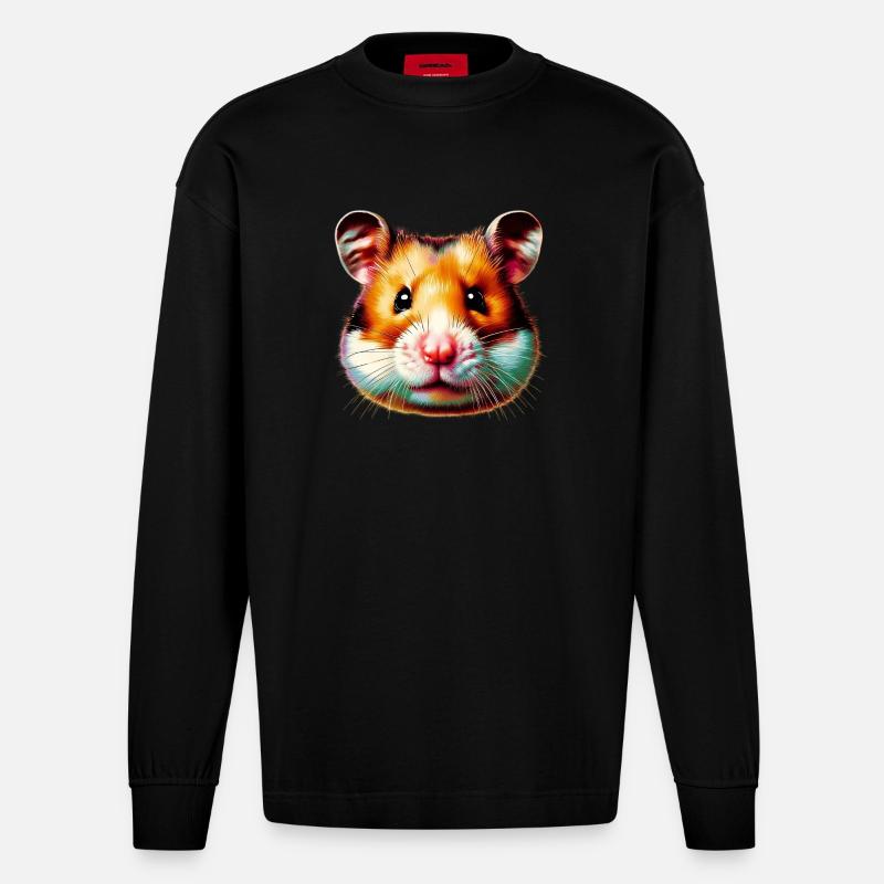 Hamster - Heavyweight Oversized Organic Langarmshirt Made in EU - SOLID BLACK