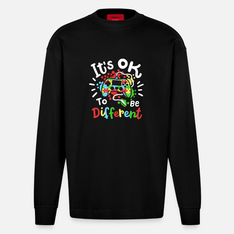 Autismus Bewusstsein - Heavyweight Oversized Organic Langarmshirt Made in EU - SOLID BLACK