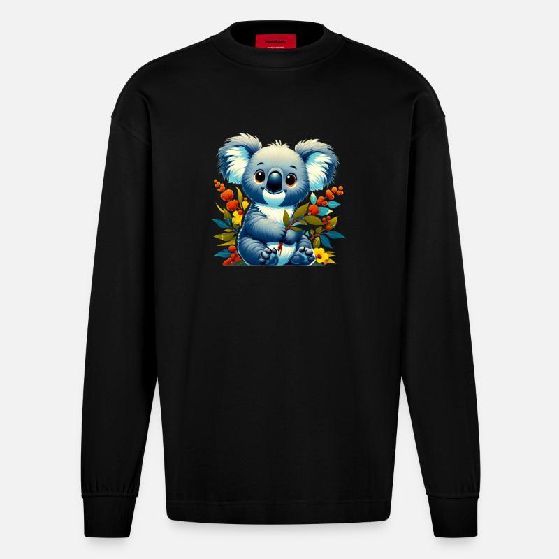 Koala - Manches longues bio épais oversize fabriqué en UE - SOLID BLACK