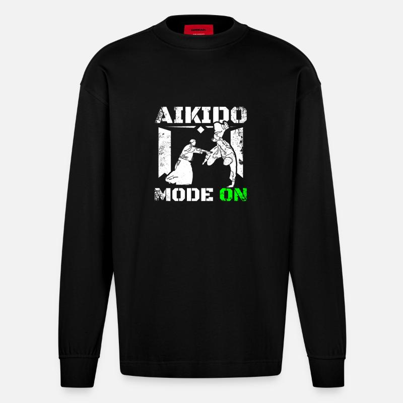 Mode Aïkido activé - Manches longues bio épais oversize fabriqué en UE - SOLID BLACK