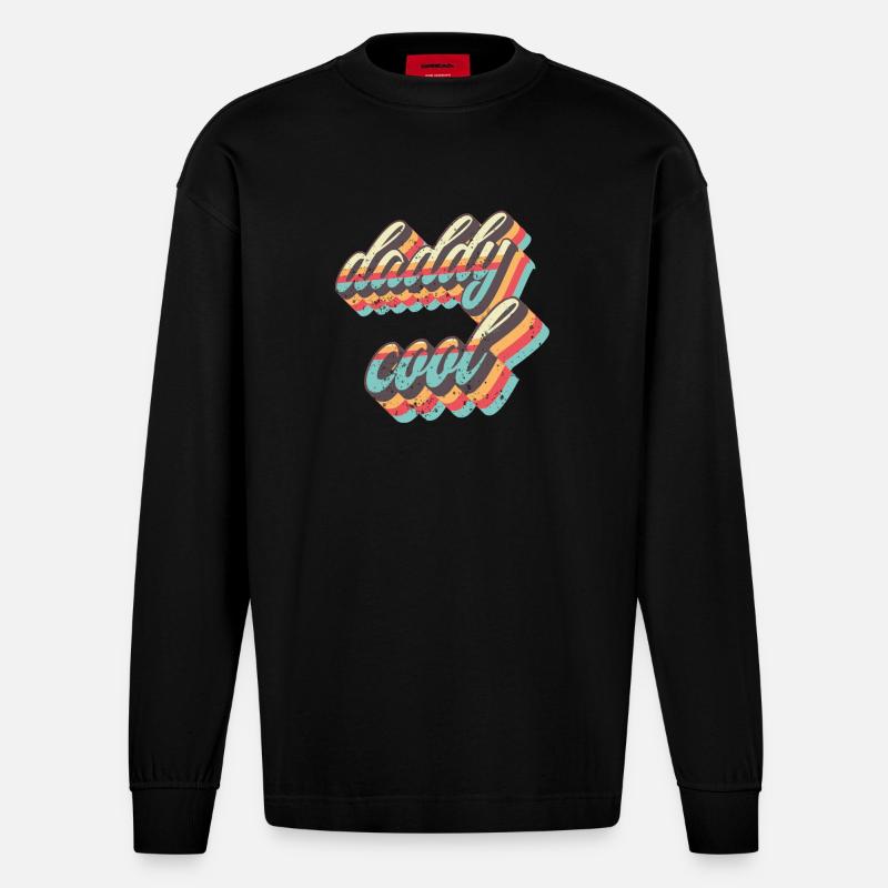 Sangles rétro Daddy Cool - Manches longues bio épais oversize fabriqué en UE - SOLID BLACK