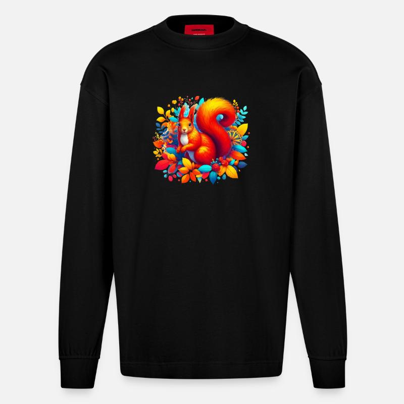 Eichhörnchen - Heavyweight Oversized Organic Langarmshirt Made in EU - SOLID BLACK