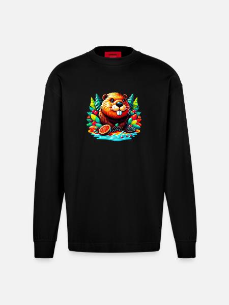 Beaver - Heavyweight Oversized Organic Longsleeve Shirt Made in EU - SOLID BLACK