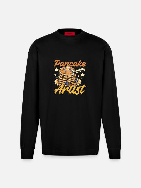 Pancake making artist - Heavyweight Oversized Organic Longsleeve Shirt Made in EU - SOLID BLACK