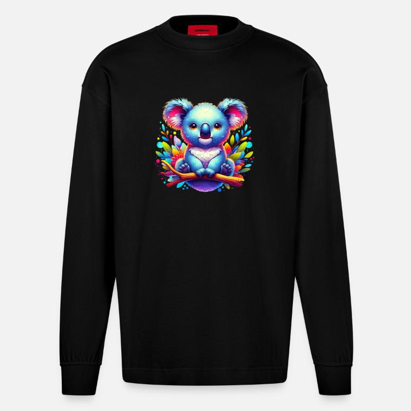 Koala - Manches longues bio épais oversize fabriqué en UE - SOLID BLACK
