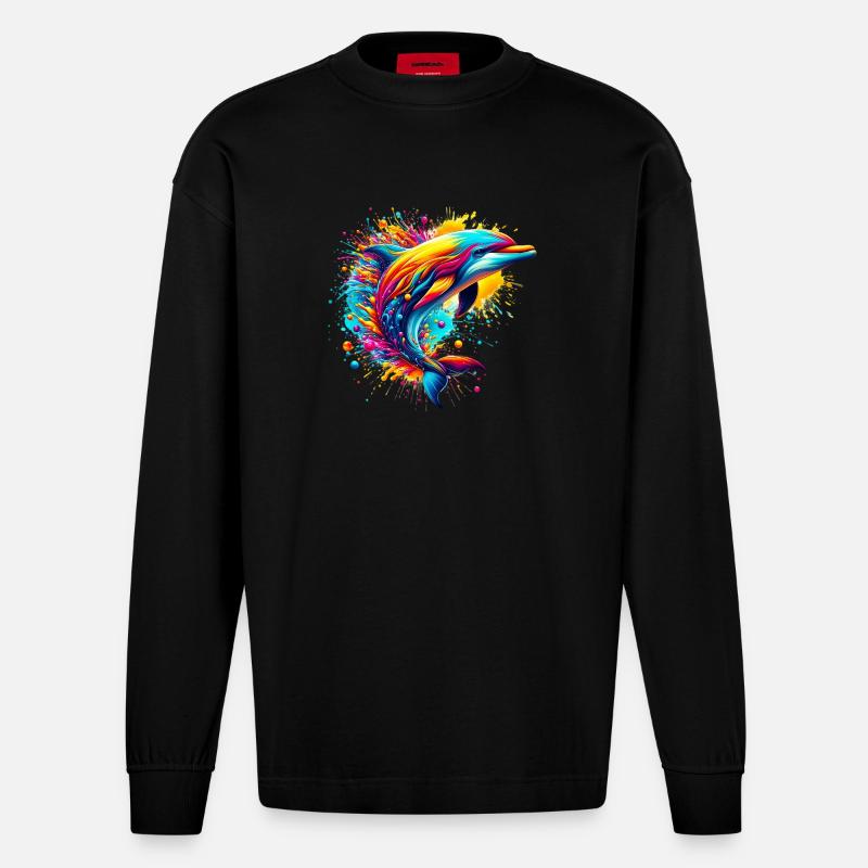 Delfin - Heavyweight Oversized Organic Langarmshirt Made in EU - SOLID BLACK