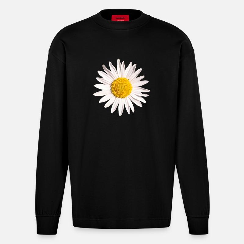 Gänseblümchen - Heavyweight Oversized Organic Langarmshirt Made in EU - SOLID BLACK
