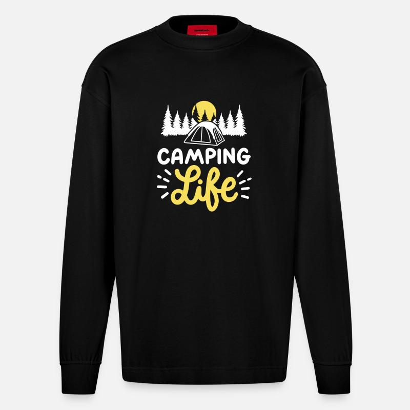 Camping Camper - Heavyweight Oversized Organic Langarmshirt Made in EU - SOLID BLACK