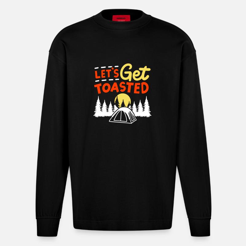 Camping Camper - Heavyweight Oversized Organic Langarmshirt Made in EU - SOLID BLACK