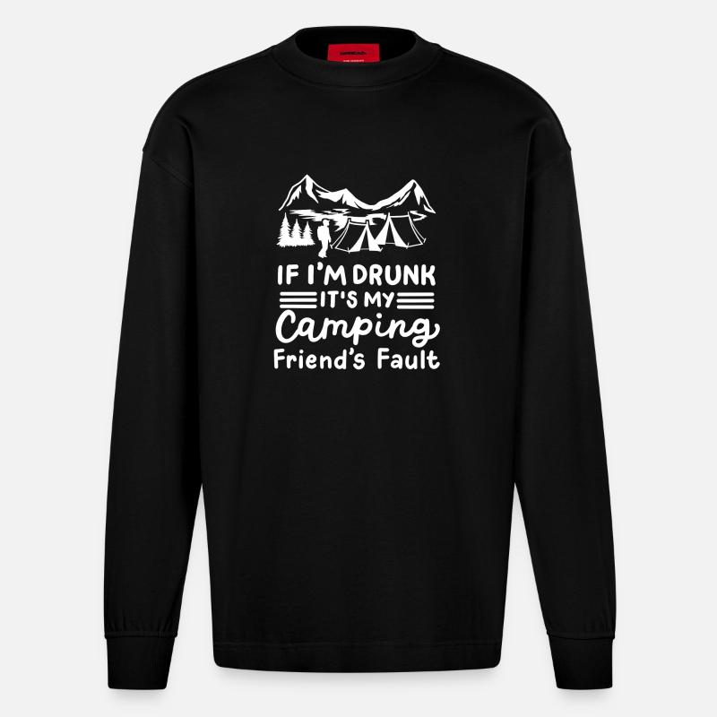 Camping Camper - Heavyweight Oversized Organic Langarmshirt Made in EU - SOLID BLACK