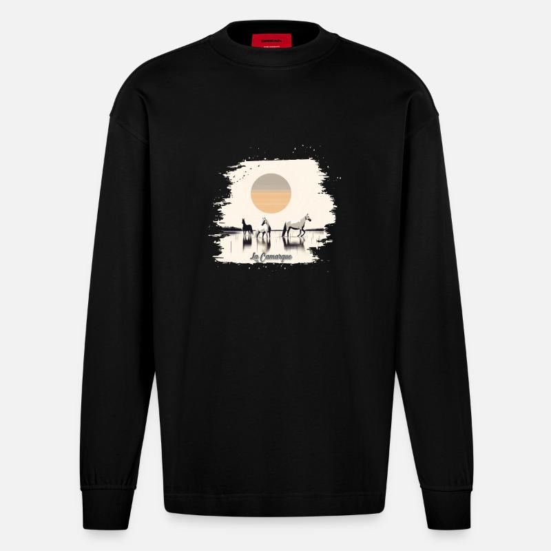 Die Camargue - Heavyweight Oversized Organic Langarmshirt Made in EU - SOLID BLACK