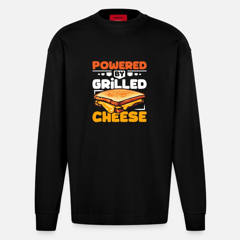Propulsé par Grilled cheese - Manches longues bio épais oversize fabriqué en UE - SOLID BLACK