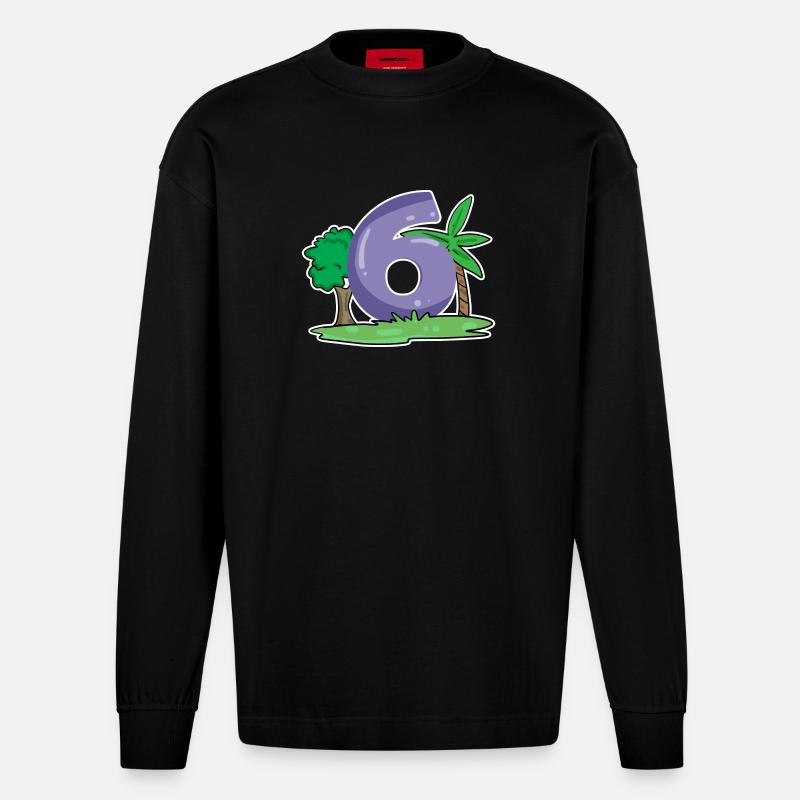 Number 6 Pattern - Heavyweight Oversized Organic Longsleeve Shirt Made in EU - SOLID BLACK