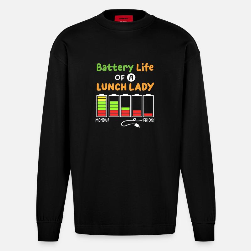 Mitarbeiterin der Schulcafeteria - Heavyweight Oversized Organic Langarmshirt Made in EU - SOLID BLACK