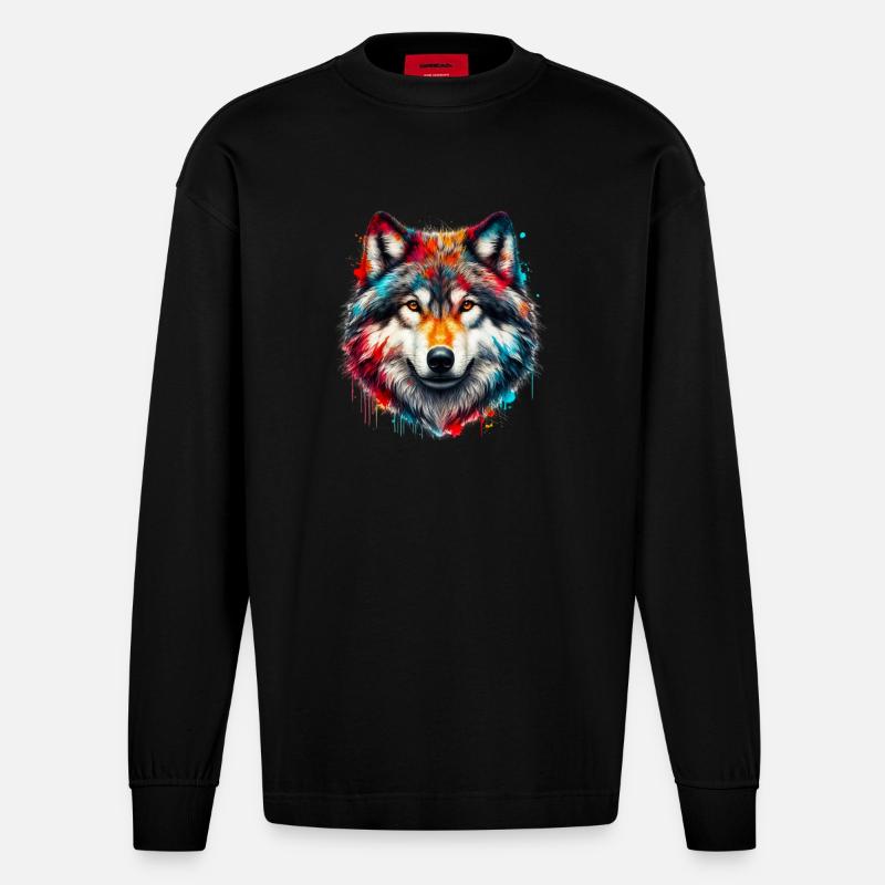 Wolf - Heavyweight Oversized Organic Langarmshirt Made in EU - SOLID BLACK