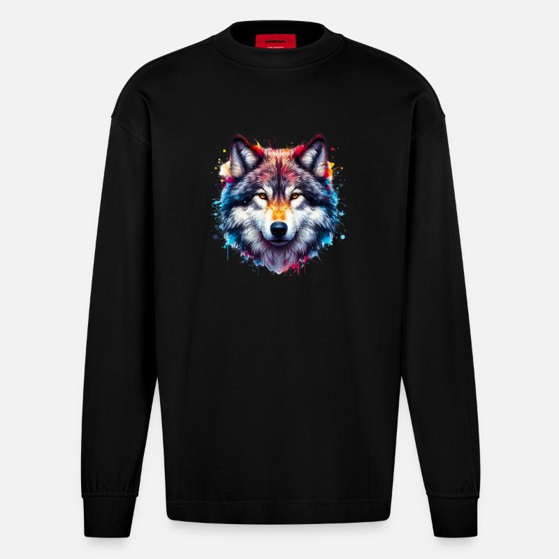 Loup - Manches longues bio épais oversize fabriqué en UE - SOLID BLACK