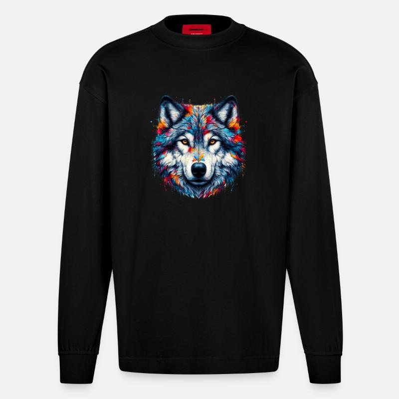 Wolf - Heavyweight Oversized Organic Longsleeve Shirt Made in EU - SOLID BLACK